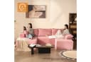LITBIRD Ecksofa U-förmig Rosa Cordstoff Schlafsofa Bild 4