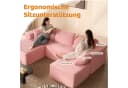 LITBIRD Ecksofa U-förmig Rosa Cordstoff Schlafsofa Bild 5