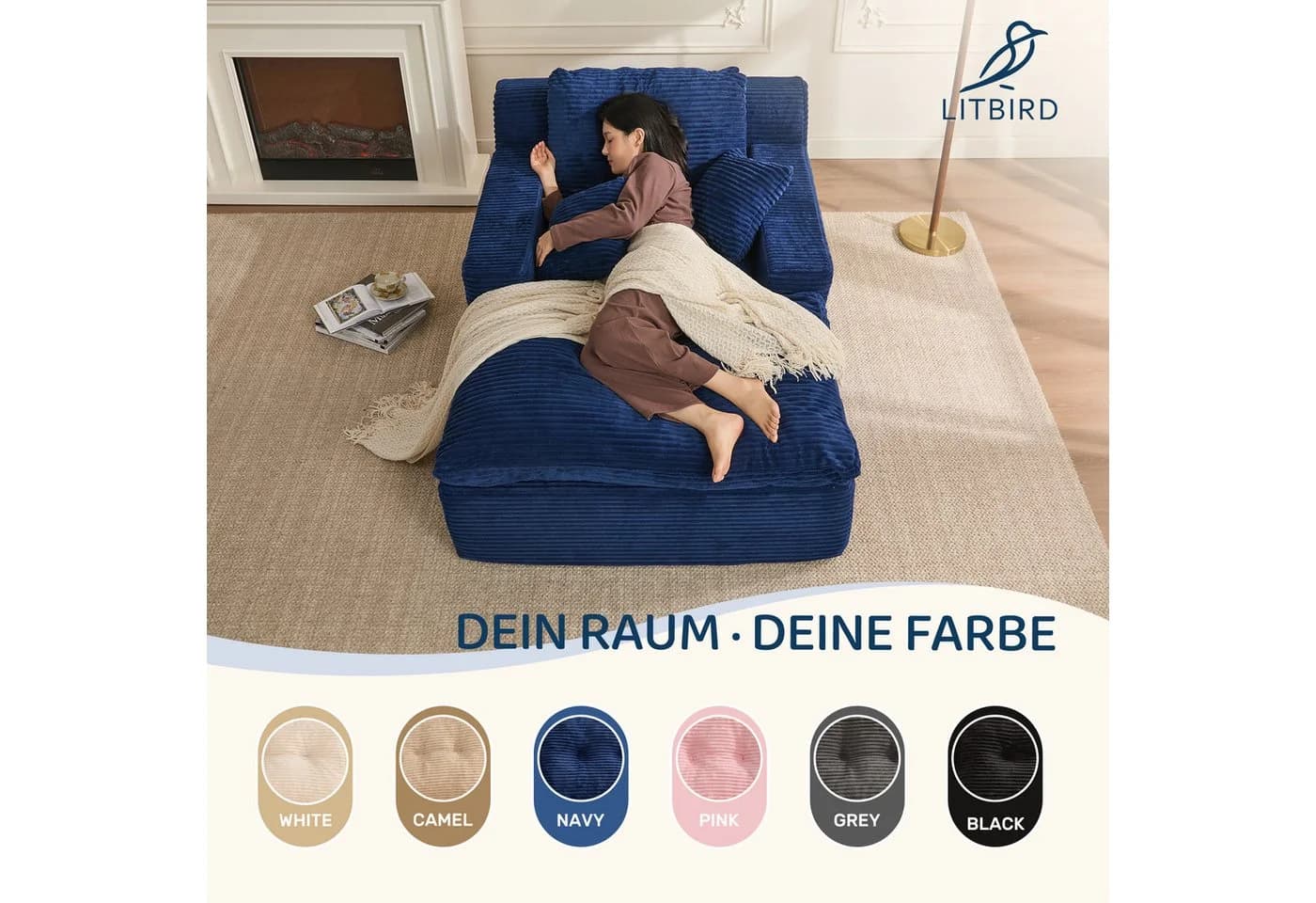 LITBIRD Chaiselongue 160 cm Loungesofa Navyblau - Bild 3