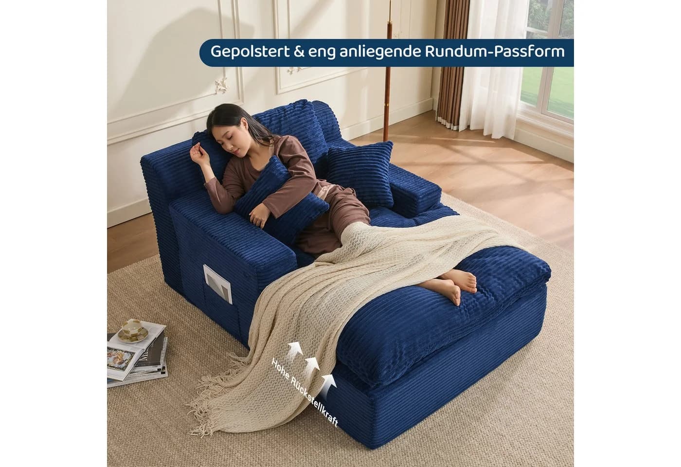 LITBIRD Chaiselongue 160 cm Loungesofa Navyblau - Bild 5