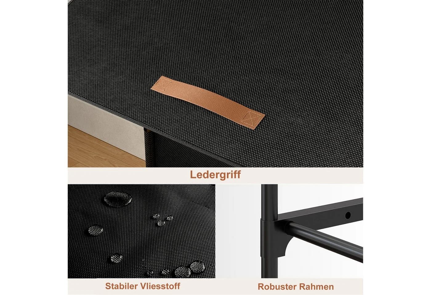 FABATO Schuhschrank Kunststoff Schwarz mit Tür und goldenem Griff - Bild 4
