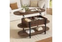 FABATO Couchtisch Oval Höhenverstellbar Braun Modern Bild 2