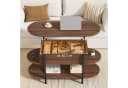 FABATO Couchtisch Oval Höhenverstellbar Braun Modern Bild 5