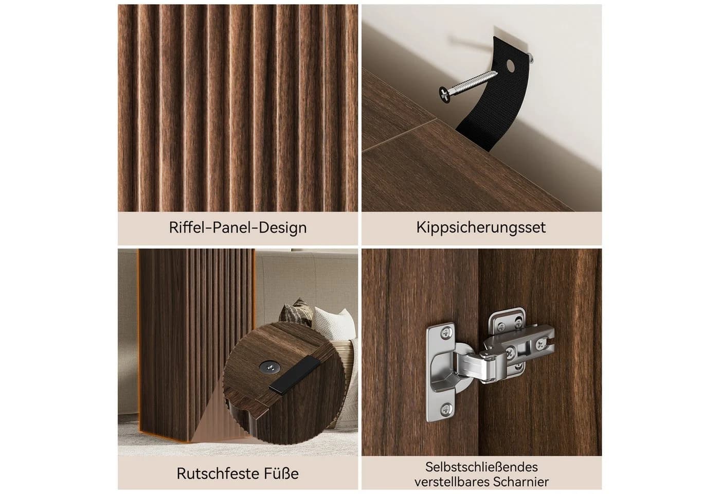 FABATO Beistelltisch 155 cm Braune Konsole mit Stauraum - Bild 5