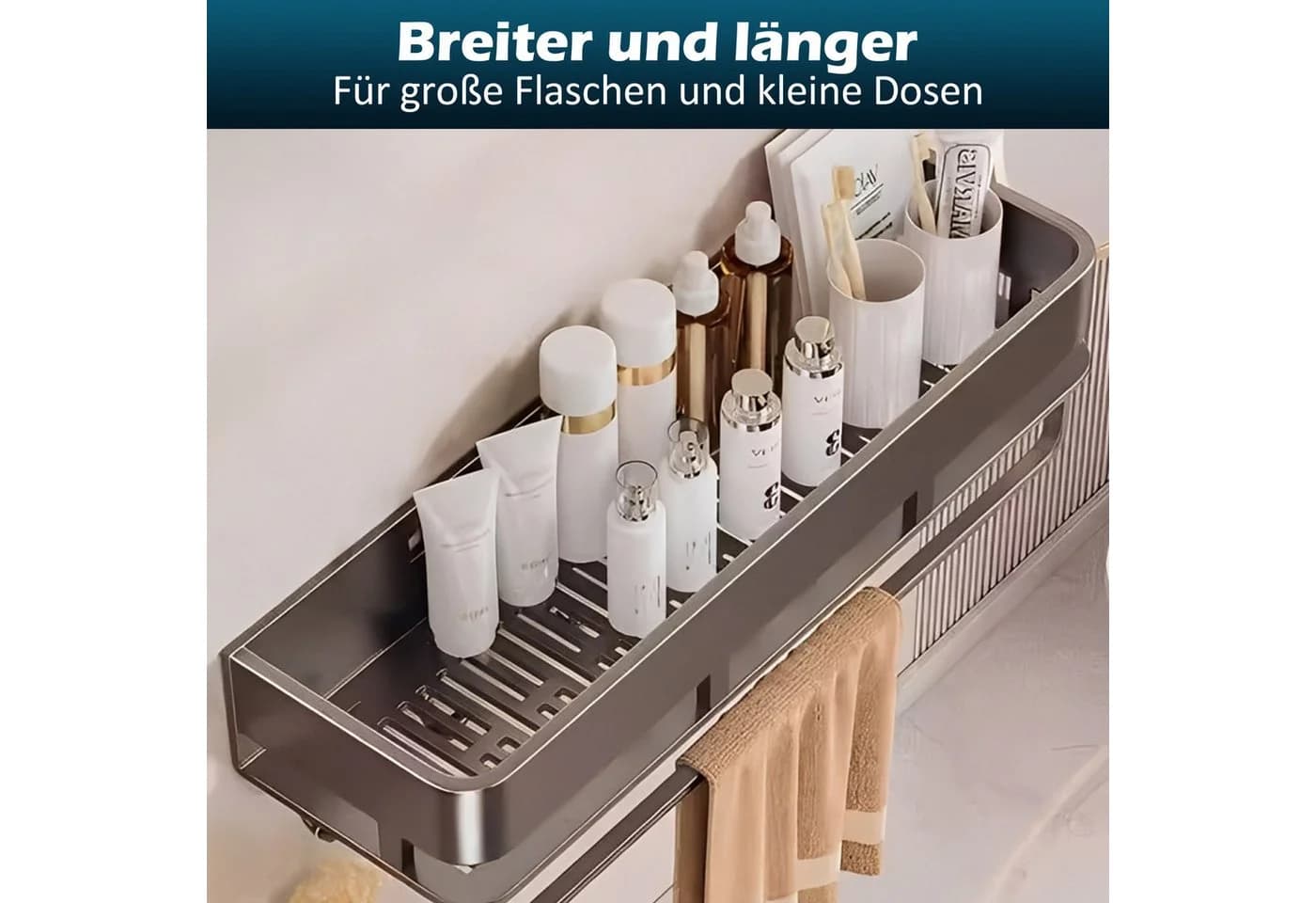 Luckice Duschablage Edelstahl Eckregal, Ohne Bohren, 30/40/50cm, Schwarzes Aufbewahrungsregal für Bad und Küche