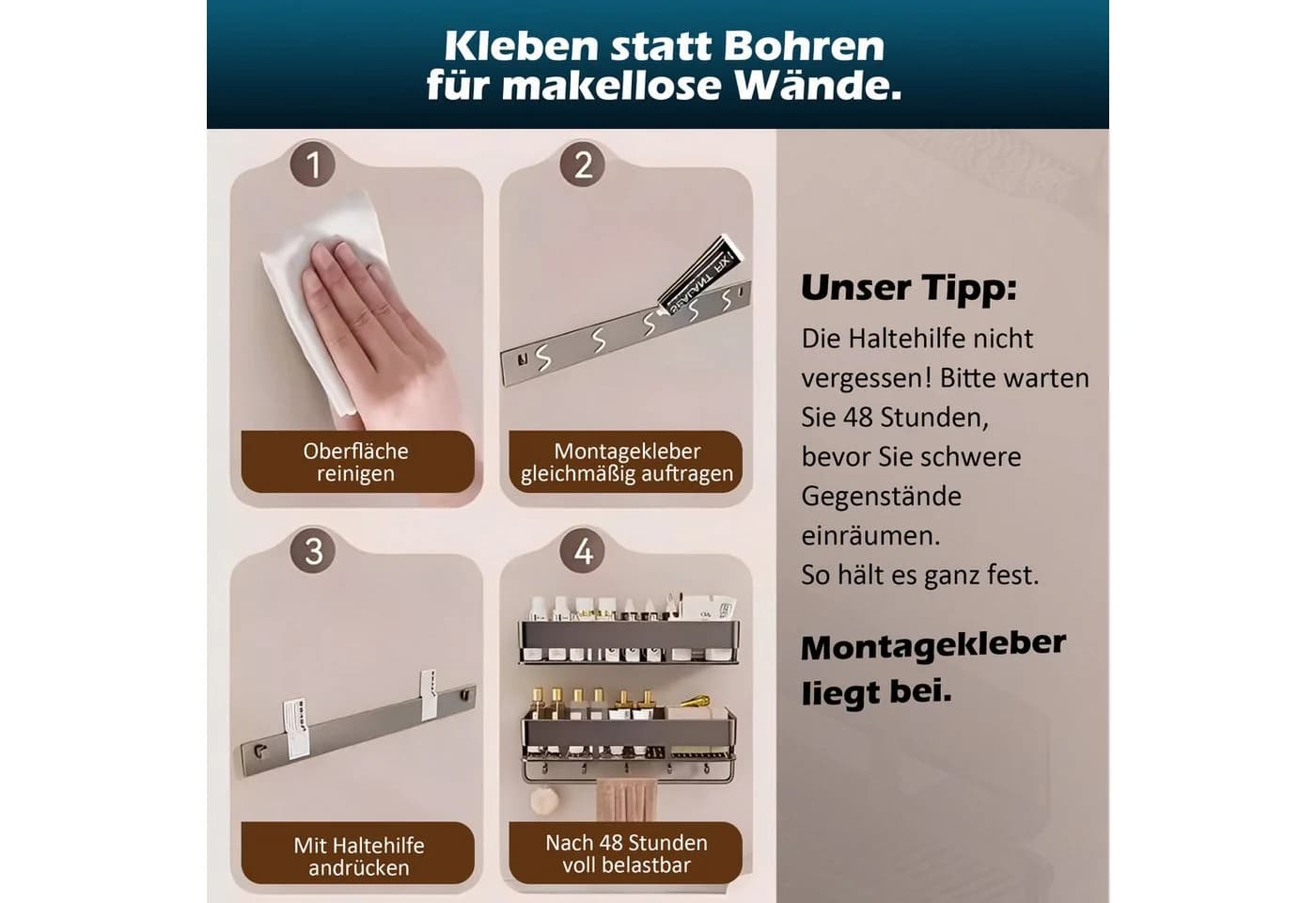 ibettertec Duschablage Edelstahl Eckregal ohne Bohren - Bild 3
