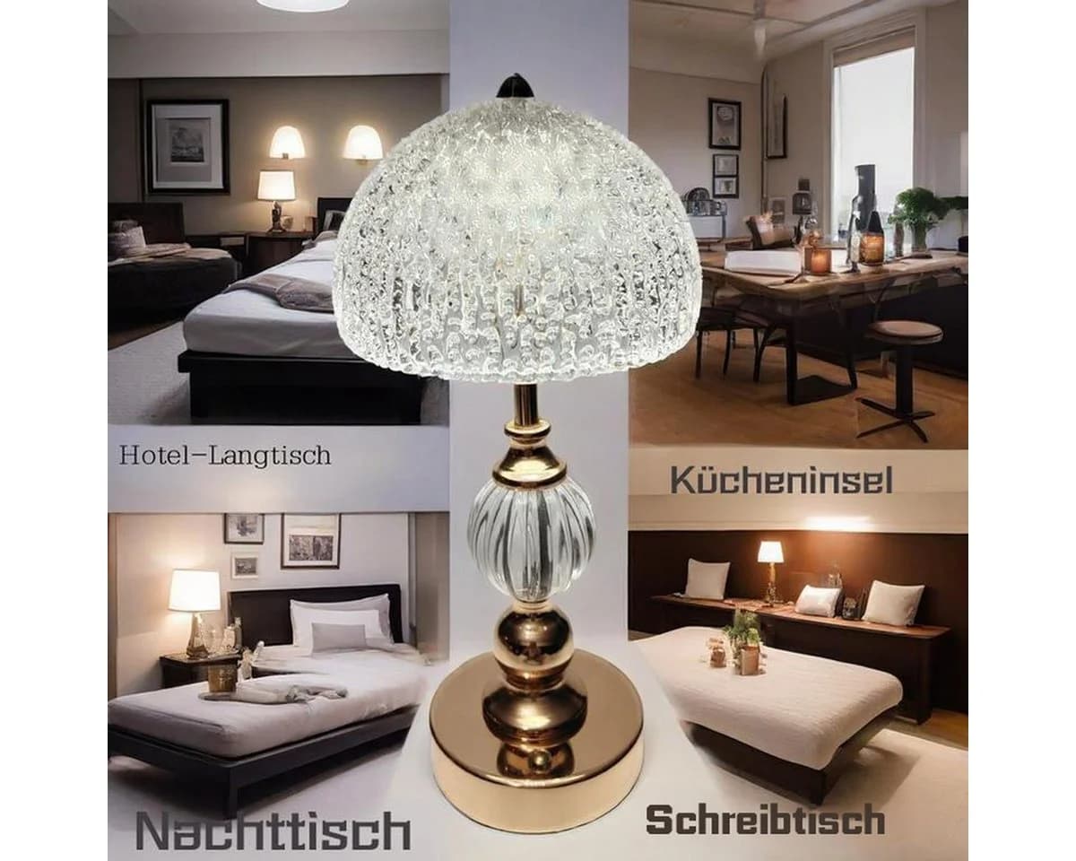 Luckice LED Nachttischlampe Moderne LED Tischlampe–Nachtlicht Nachttischlampe, 2000-mAh-Batterie, dreifarbige Lichtänderung, stufenlose Dimmung, stilvolle Tischleuchte mit einstellbarer Helligkeit & Warmweiß für Schreibtisch, Schlafzimmer, Wohnzimmer - Bild 3