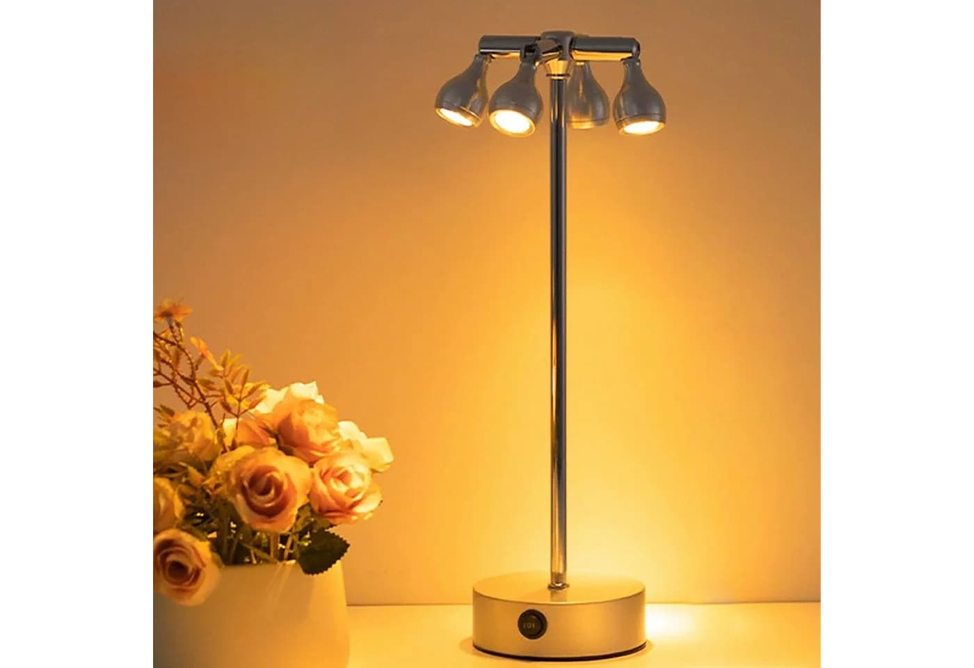 Luckice LED Tischleuchte Kabellose LED Tischlampe 3000mAh Akku 4-Stufen-Licht Touch-Dimmung 3 Farbtemperaturen 3000K/4000K/6000K 180°/320° verstellbarer Kopf - Bild 2