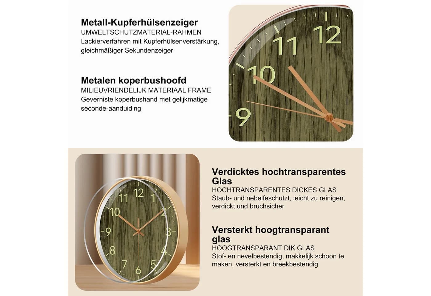 Luckice Wanduhr 30cm Holzoptik - Bild 4