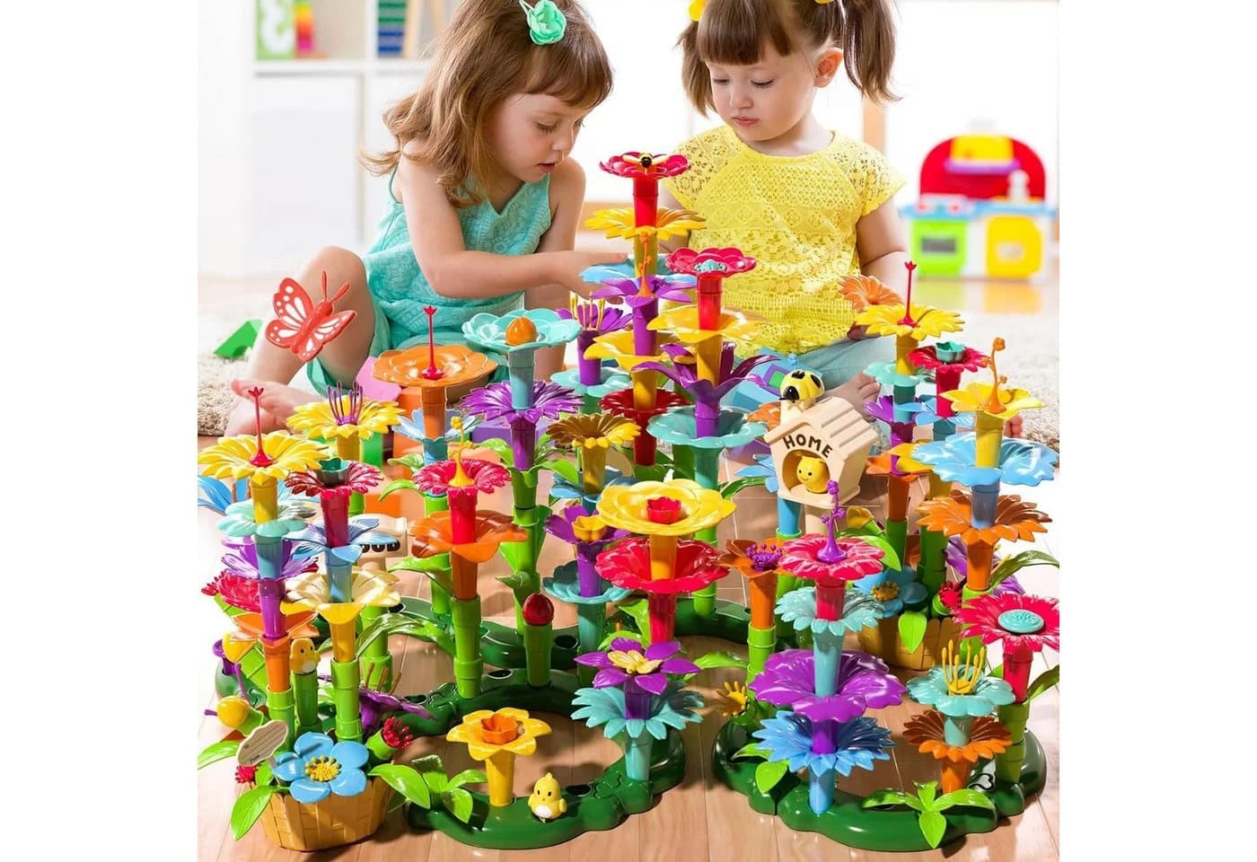 Luckice Blumengarten-Bausteinset 332-tlg. BPA-frei, Kinderspielzeug