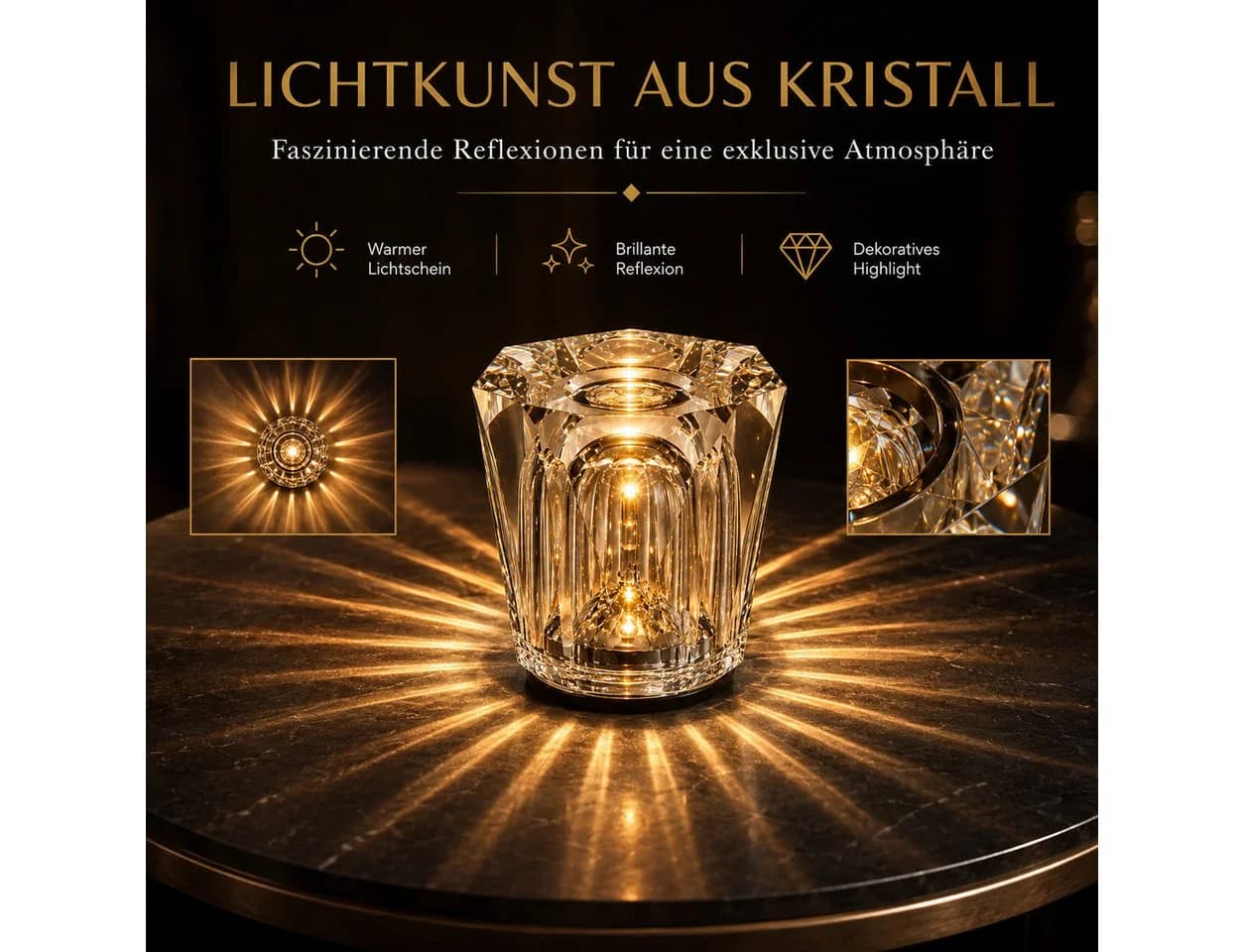 Luckice LED Kristalllampe kabellos wiederaufladbar - Bild 3