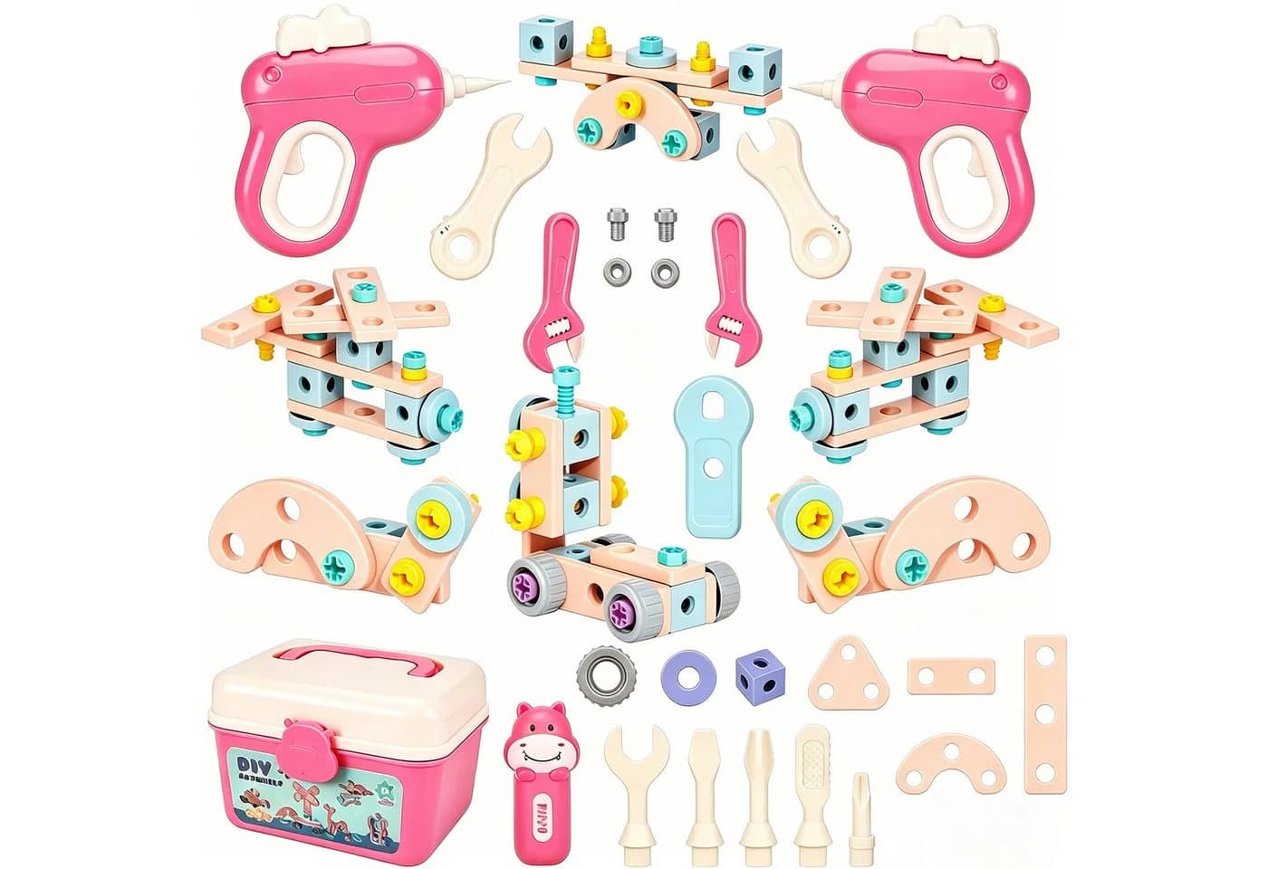 Luckice Lernspielzeug magnetische Bausteine 160-tlg. Rosa - Bild 2
