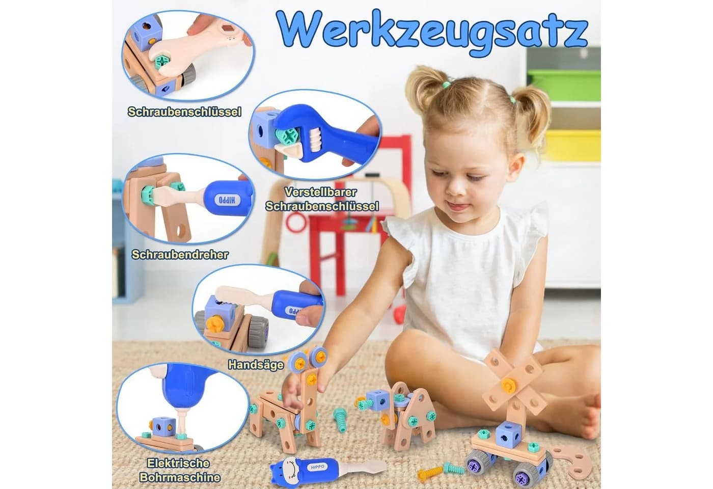 ibettertec Werkzeugkoffer 160-tlg. Blau Lernspielzeug