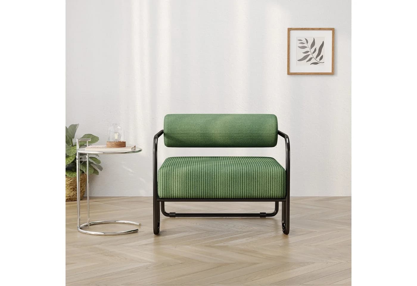 Luckice Loungesessel Grün Corduroy Metallgestell Modern - Bild 2