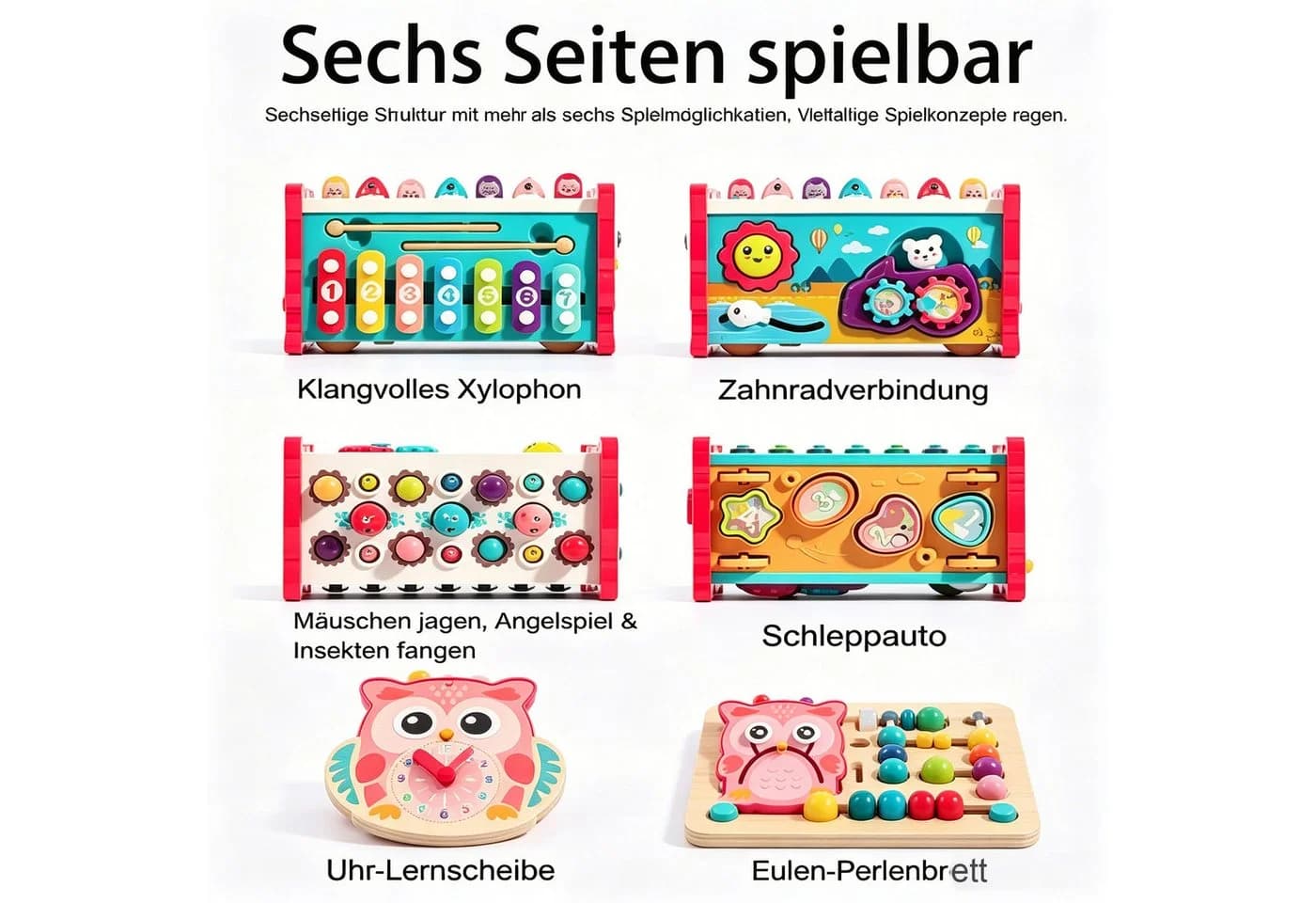 Luckice Montessori Lernspielzeug 4-in-1 Holzspielzeug ab 1 Jahr - Bild 3
