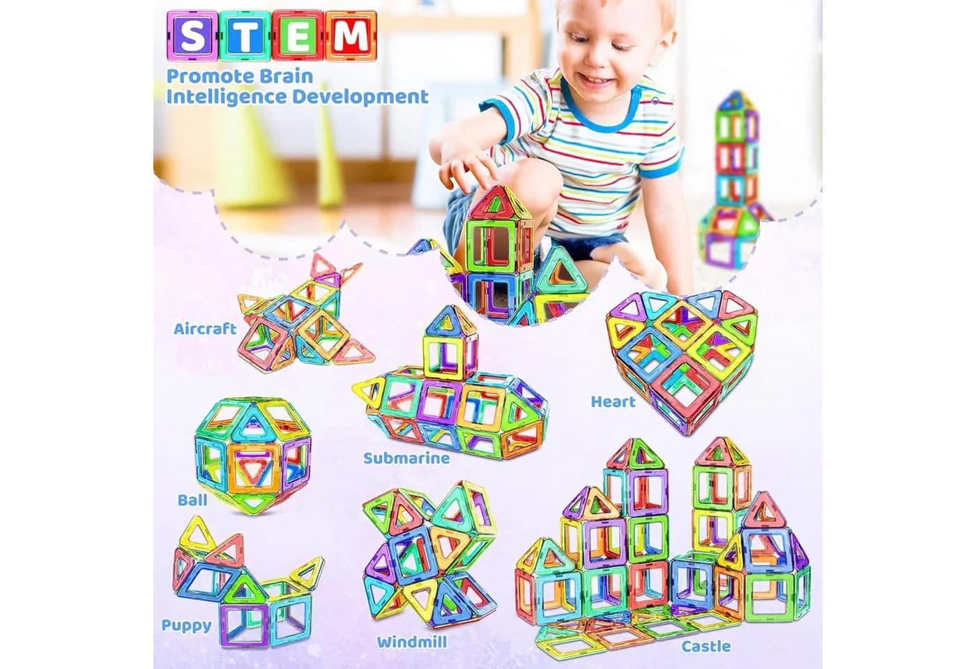 Luckice Magnetische Bausteine Set 120 St. Bunt - Bild 5