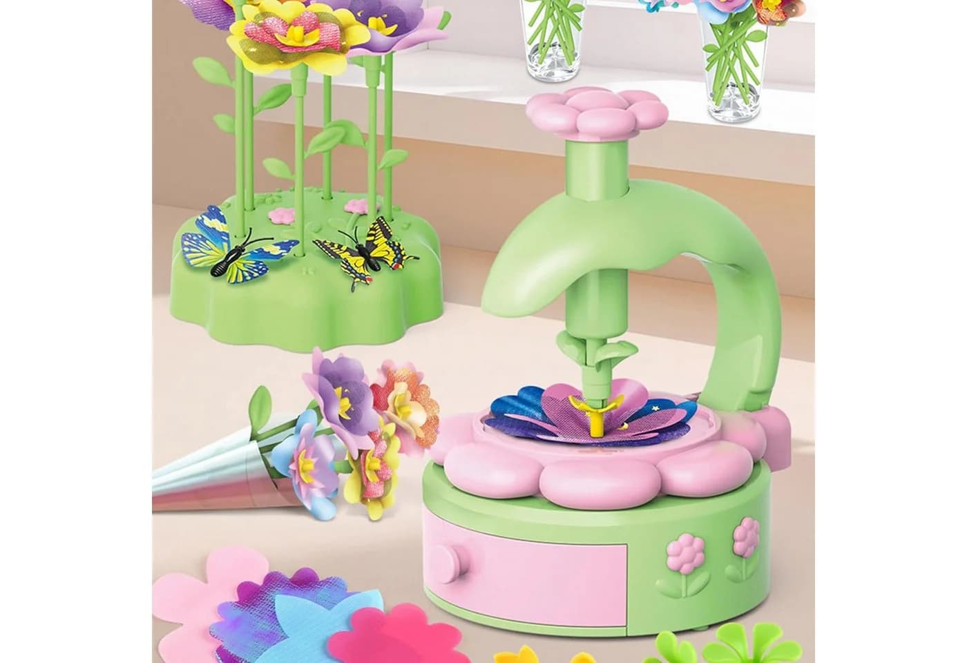 ibettertec Spielzeug-Gartenset Bastelset mit Maschine zum Stoffblumen Basteln - Bild 5