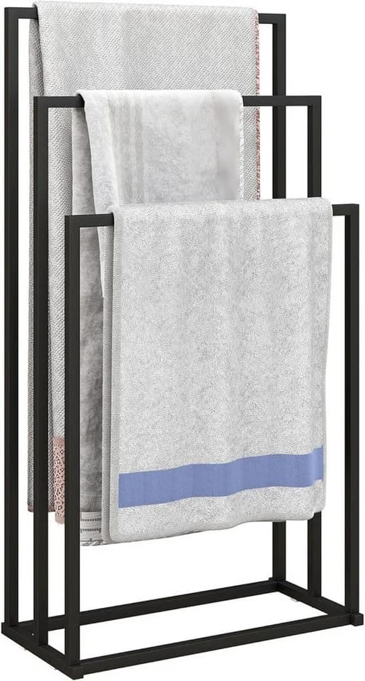 Luckice Teleskop-Handtuchhalter Schwarz Stahl 3 Stangen Freistehend - Bild 2