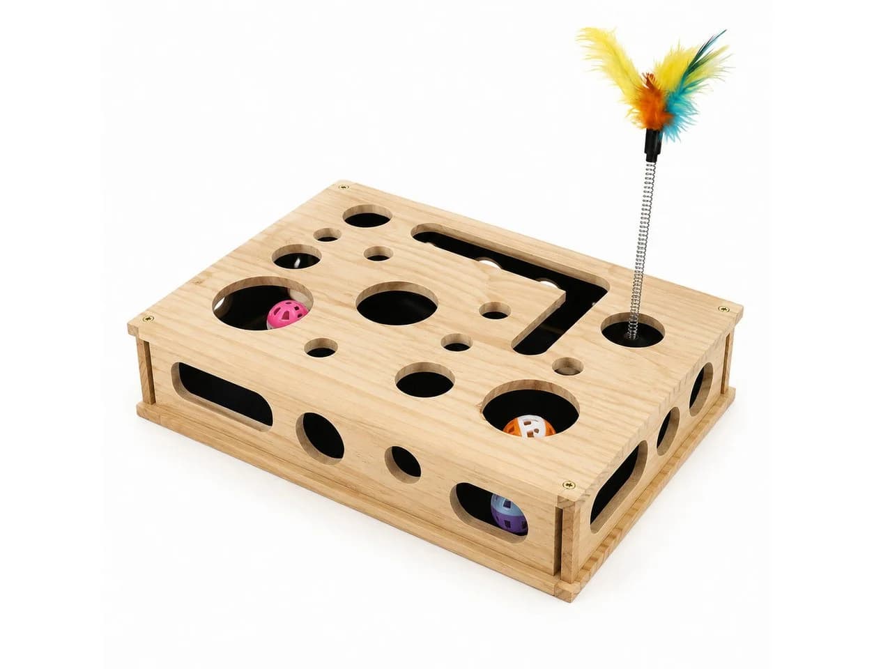 Luckice Katzenspielzeug Fummelbrett Holz mit Kratzfläche - Bild 2