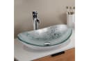 Puluomis Aufsatzwaschbecken Set mit Wasserhahn Oval Glas Silber Bild 2