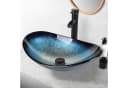 Puluomis Aufsatzwaschbecken Set mit Wasserhahn Oval Blau Glas Bild 2