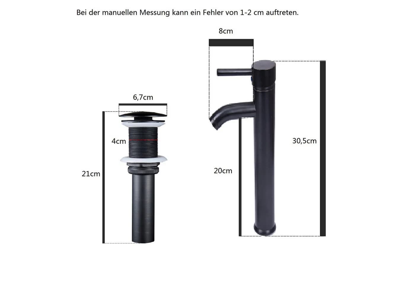 Puluomis Aufsatzwaschbecken Set mit Wasserhahn Oval Blau Glas - Bild 4