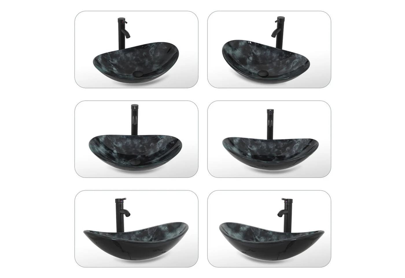 Puluomis Oval Aufsatzwaschbecken mit Wasserhahn Set - Bild 5
