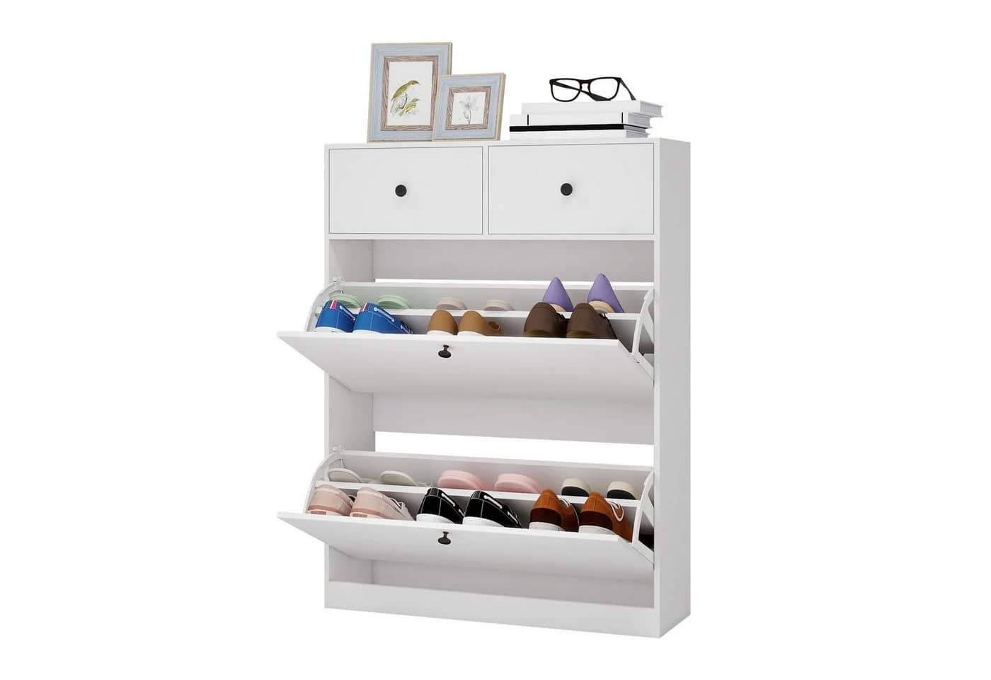 Puluomis Schuhschrank Schuhkipper Weiß mit Kippschutz - Bild 2