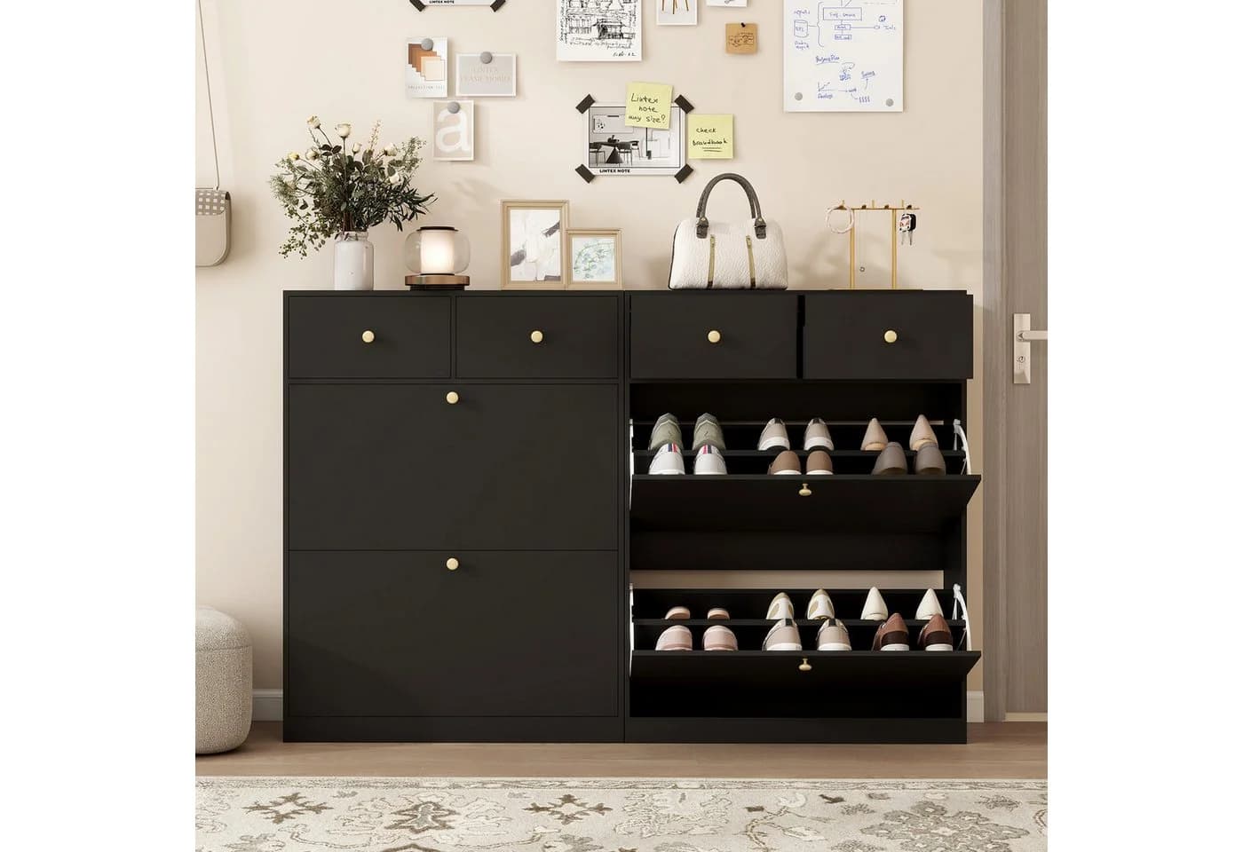 Puluomis Schuhschrank Weiß mit Kippschutz & Schubladen