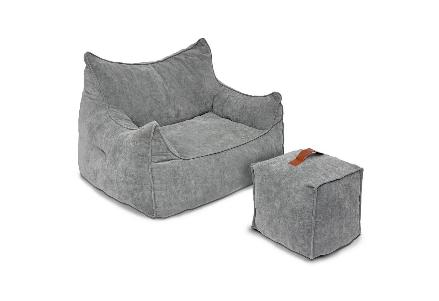 Puluomis XXL Sitzsack mit Fußhocker Grau - Bild 2