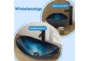 Puluomis Aufsatzwaschbecken Set mit Wasserhahn Oval Dunkelblau Glas Bild 1