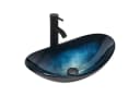 Puluomis Aufsatzwaschbecken Set mit Wasserhahn Oval Dunkelblau Glas Bild 2