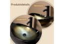 Puluomis Aufsatzwaschbecken Set mit Wasserhahn Oval Glas Gold/Schwarz Bild 1