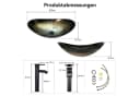 Puluomis Aufsatzwaschbecken Set mit Wasserhahn Oval Glas Gold/Schwarz Bild 5