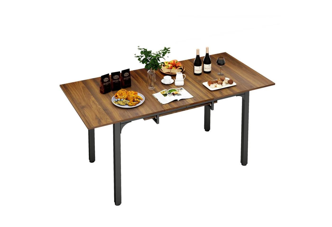 Puluomis Esstisch ausziehbar 110-149 cm schwarzbraun mit Stauraum - Bild 2
