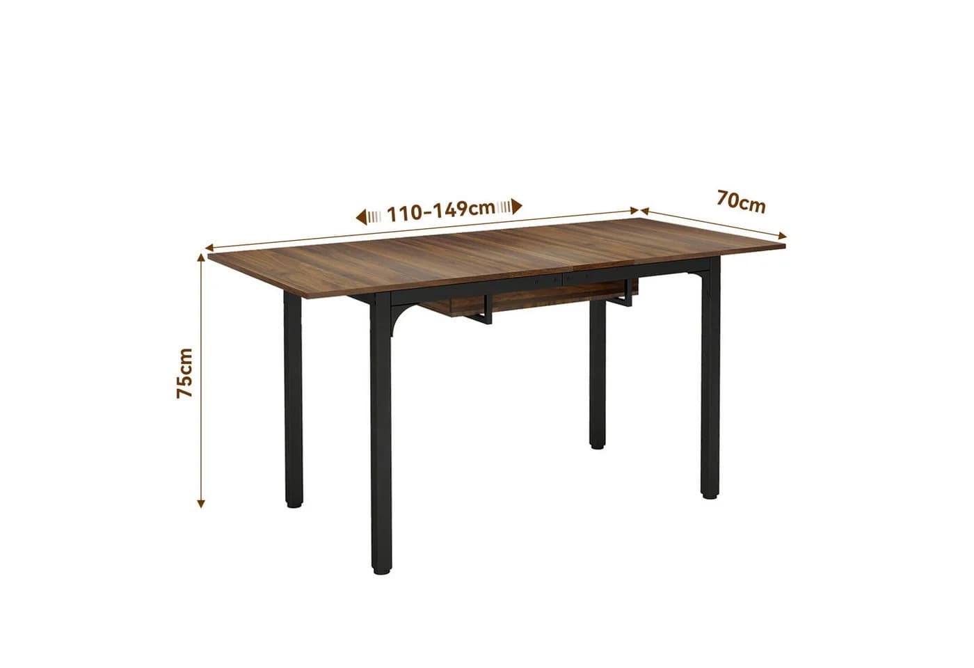 Puluomis Esstisch ausziehbar 110-149 cm schwarzbraun mit Stauraum - Bild 5