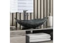 Puluomis Aufsatzwaschbecken Set Oval Schwarz/Silber mit Wasserhahn Bild 2