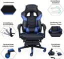 Puluomis Gaming-Stuhl mit Fußstütze Blau Bild 3