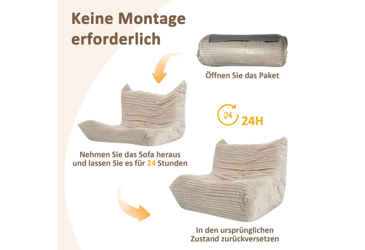 Puluomis Sitzsack XXL Beige 30D Neuschwamm-Füllung - Bild 4