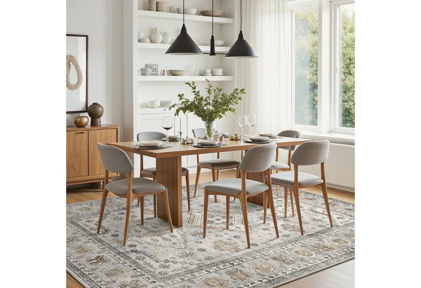 GENIMO Teppich Wohnzimmer Boho Kurzflor waschbar rutschfest 60x90cm orange - Bild 3