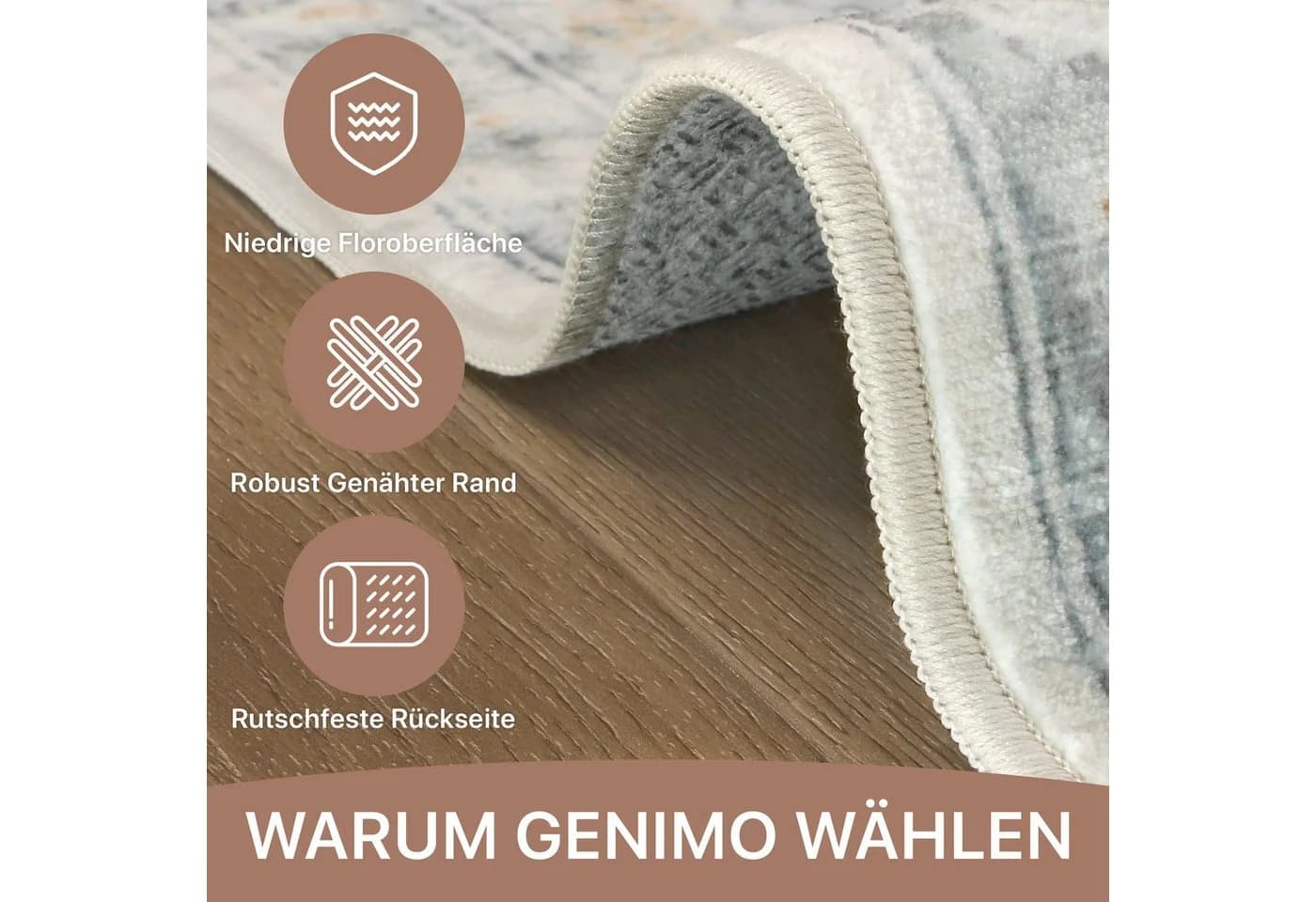 GENIMO Kurzflor Teppich Grau Maschinenwaschbar Antirutsch - Bild 5