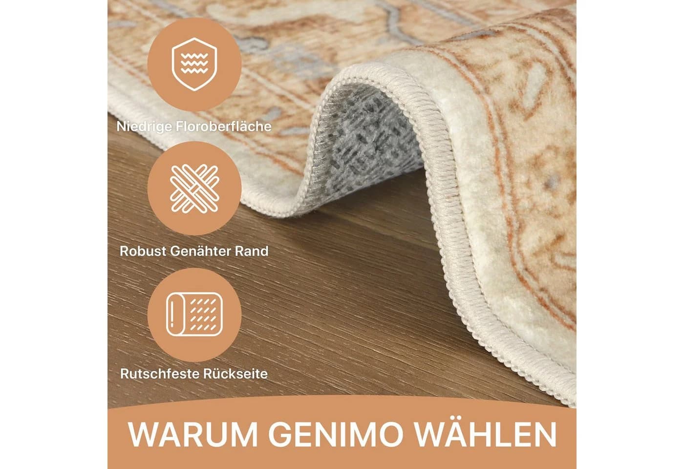 GENIMO Teppich Orange Kurzflor Antirutsch Maschinenwaschbar - Bild 4