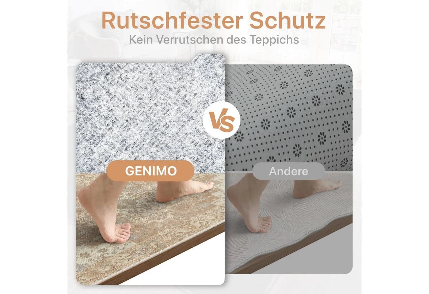 GENIMO Teppich Orange Kurzflor Antirutsch Maschinenwaschbar - Bild 5