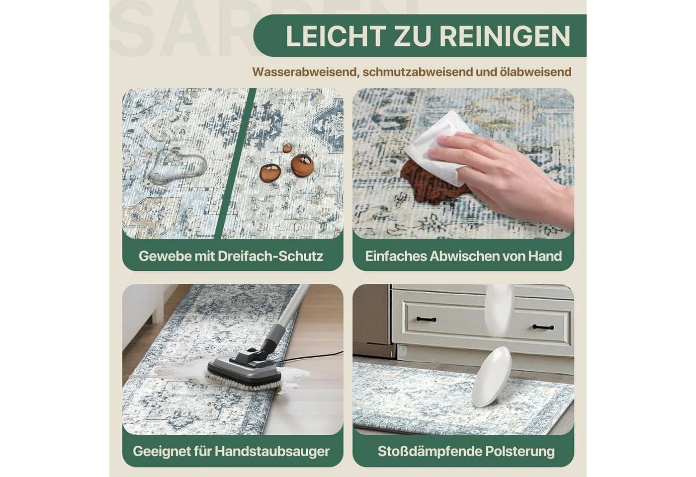 GENIMO Küchenteppich 2er Set PVC NO-Pile Blau - Bild 5