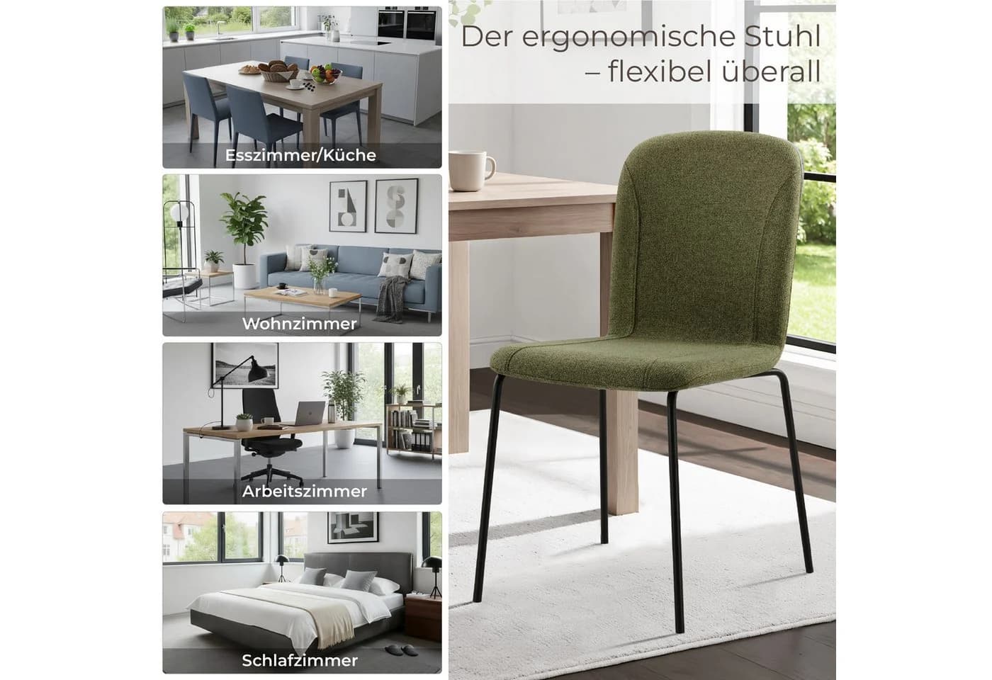 CHITA Polsterstuhl Set 4 St. Stapelstuhl Esszimmerstuhl Metallgestell - Bild 5