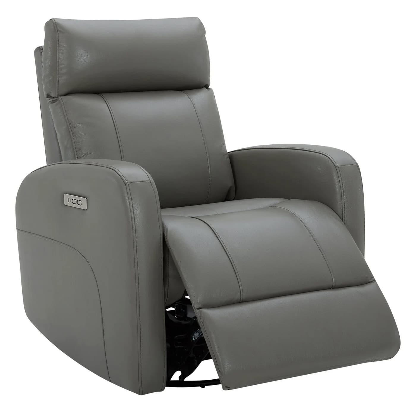 CHITA Elektrischer Relaxsessel Grau Echtleder 270° drehbar