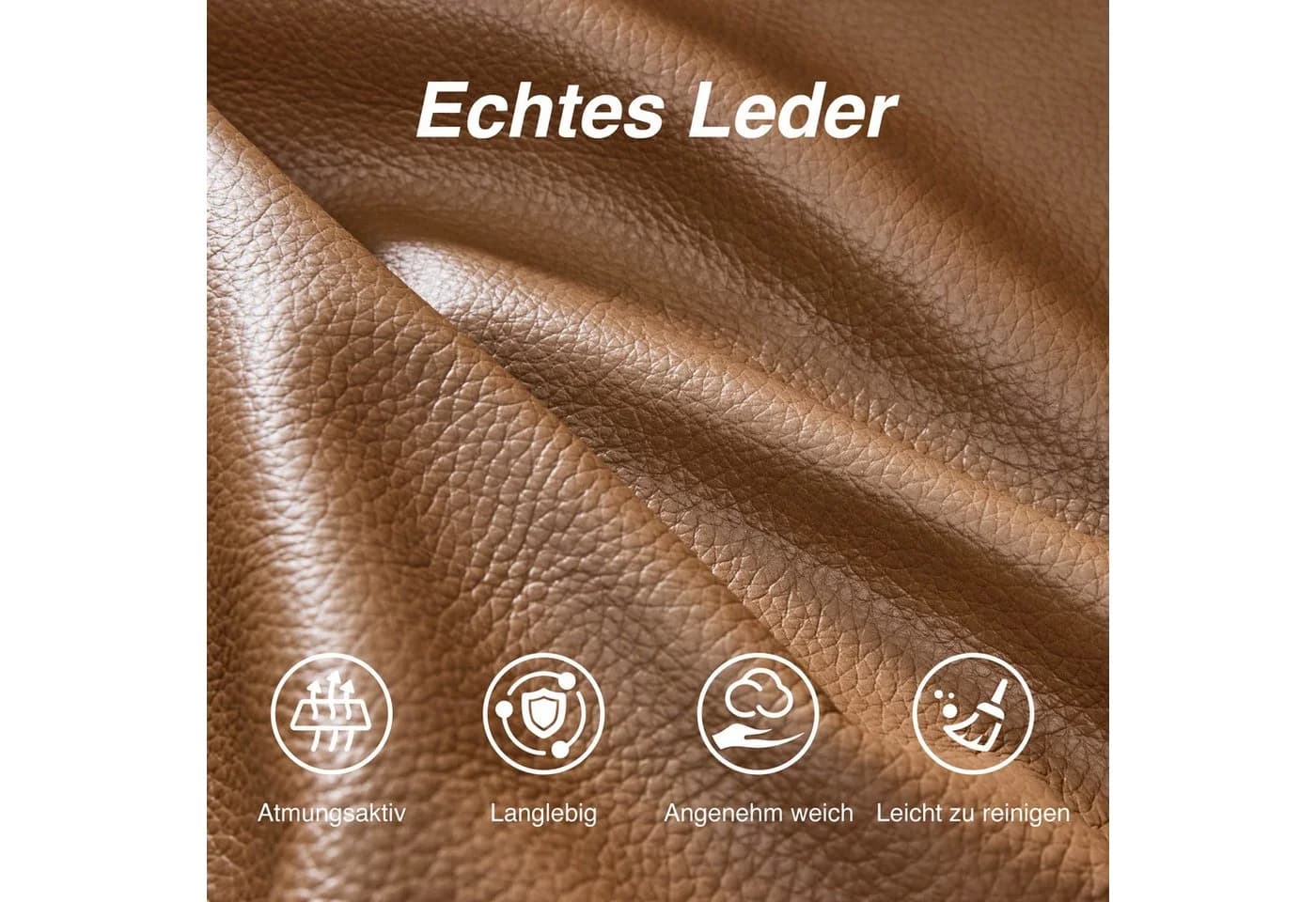CHITA Elektrischer Relaxsessel Echtleder Braun 270° drehbar - Bild 5