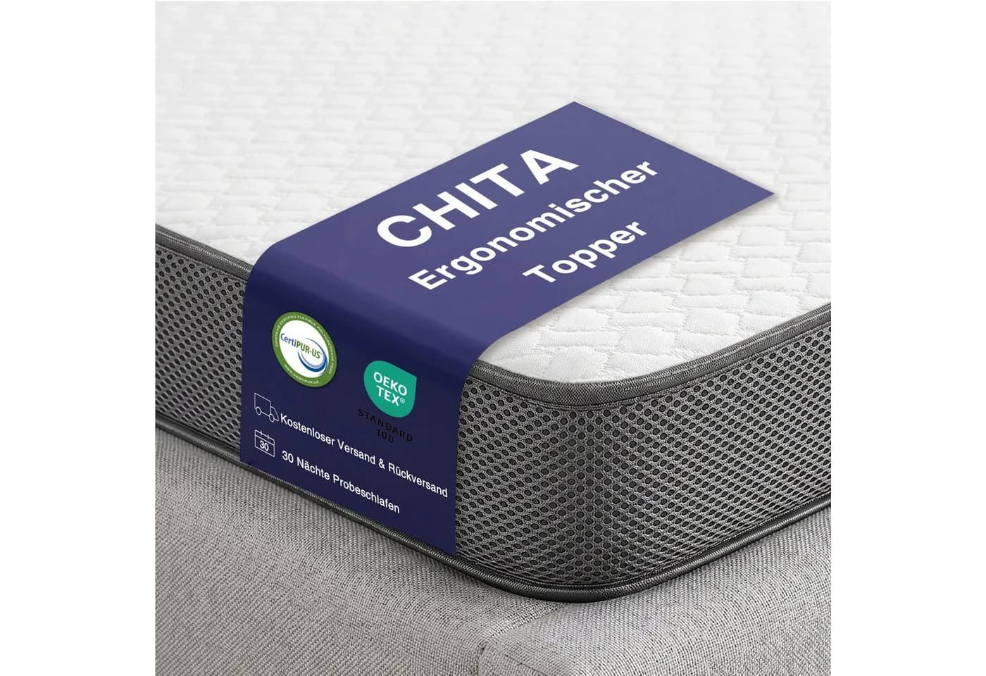 CHITA Topper 7 cm Doppelseitig Gel-Memory-Schaum Weiß - Bild 2