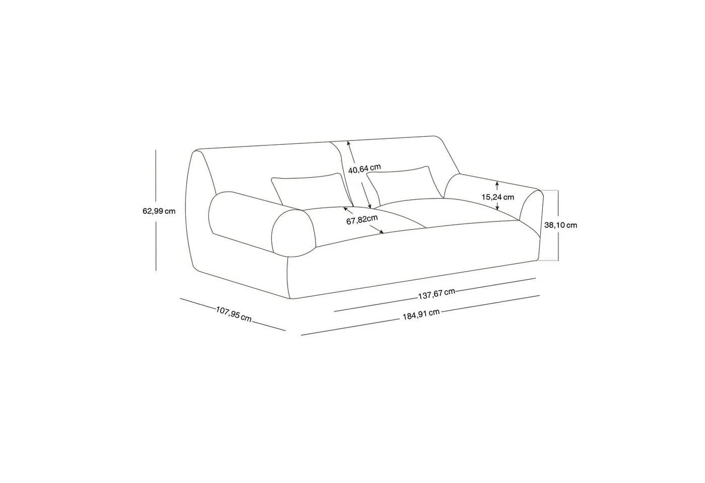 CHITA 2-Sitzer Sofa Beige mit Kissen & Decke, Chenille, Vakuum-Kompression