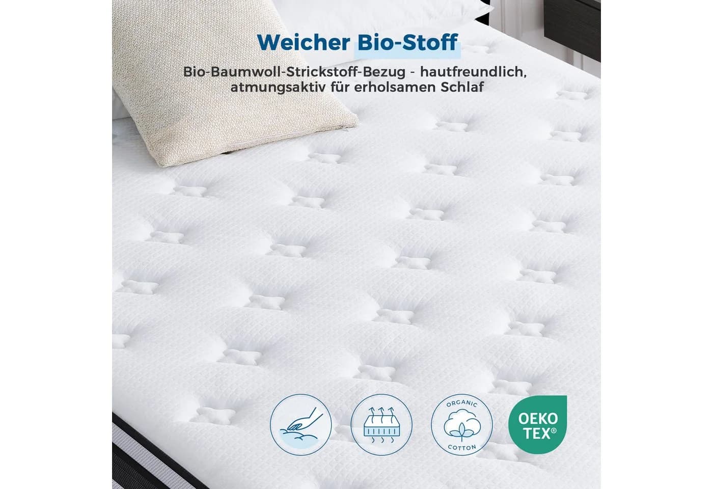 Inofia Federkernmatratze 7-Zonen KühlNest H3/H4 Schwarz/Weiß - Bild 3